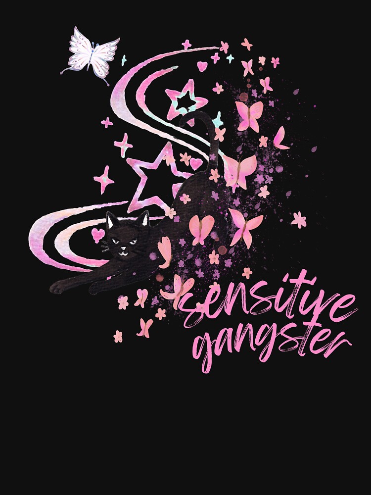 Sensitive Gangster Black Cat Butterfly by karolina lindy