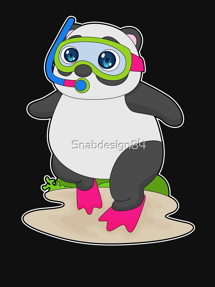 Panda Diver Snorkel Diving by Snabdesign84