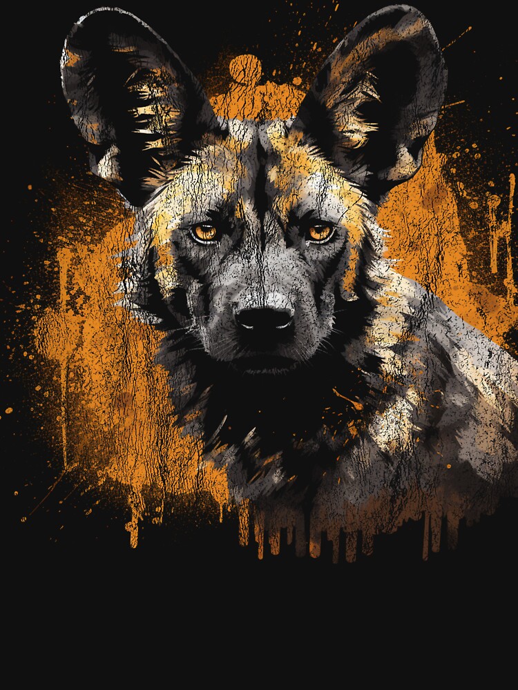 An Africian Wild Dog - Street Art Distressed Animal by GVRDesign