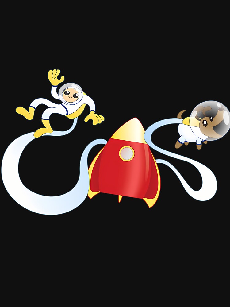 Cartoon Rocket Man And Dog by Vevonina