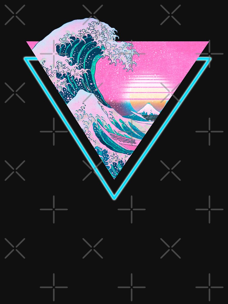 Vaporwave Aesthetic Great Wave Retro Triangle by CoitoCG
