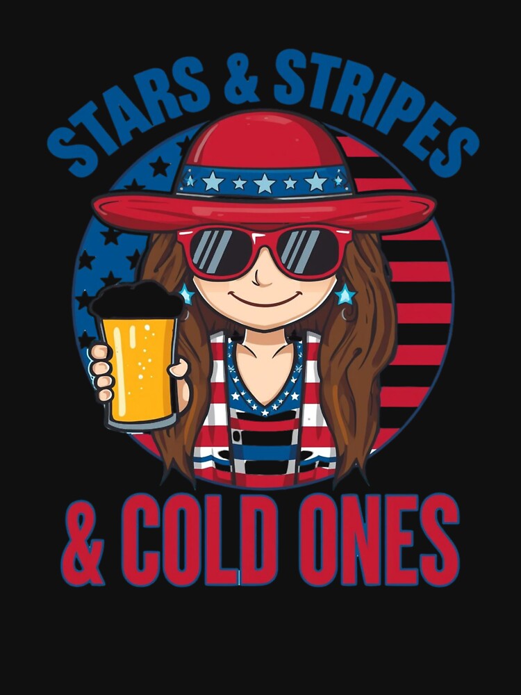 Stars and Stripes - Cold Ones Female by Gator Alley T-Shirt Shop