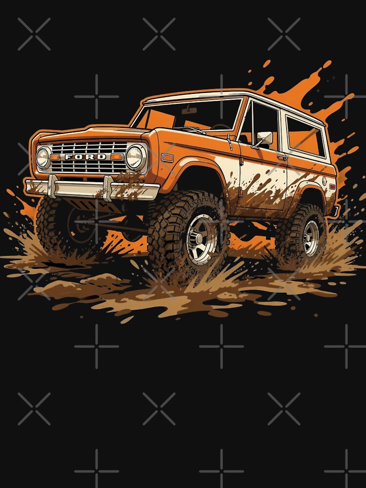 1969 Ford Bronco Off Road Mud Splash Truck Art by TheArtOfCar
