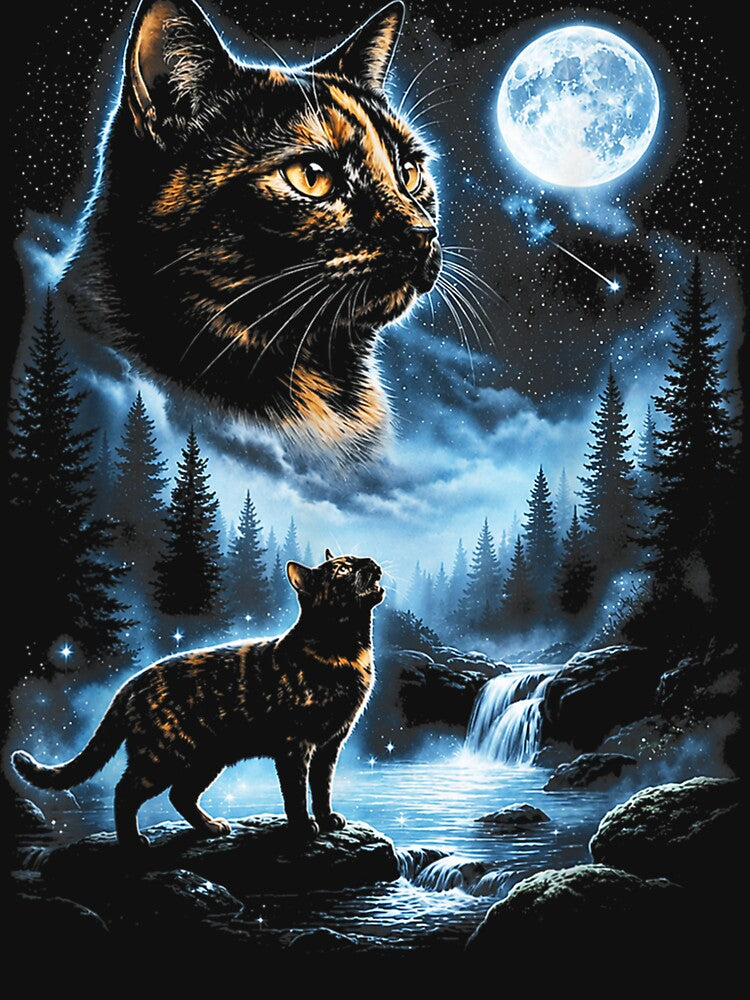 Tortoiseshell Cat Howling At Moon Celestial Parody by OMITTEROMINOUS