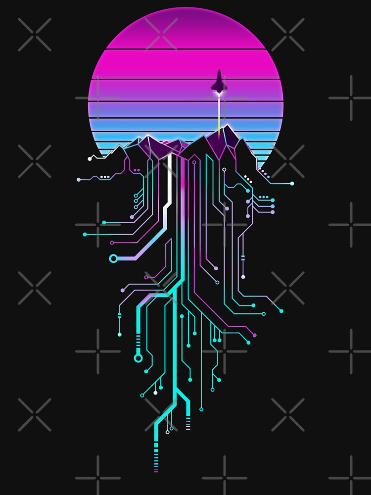 Vaporwave Aesthetic Cyberpunk Mountain Sunset by forge22
