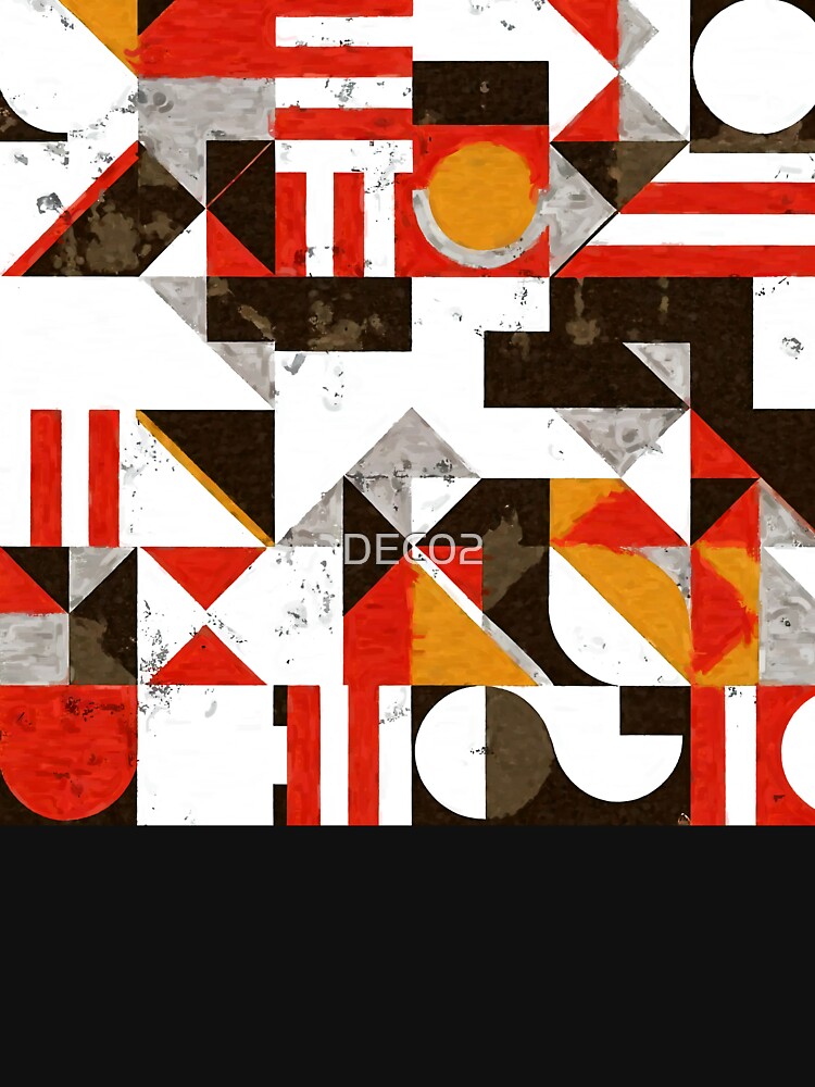 Grunge Bauhaus Modernism Geometric Red, White, Black Abstract by DEC02