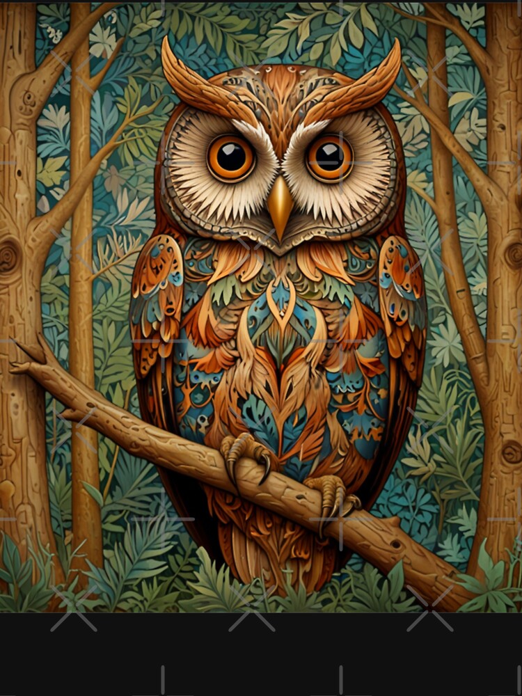 Retro vintage owl boho botanical woodland forest by hollycooper