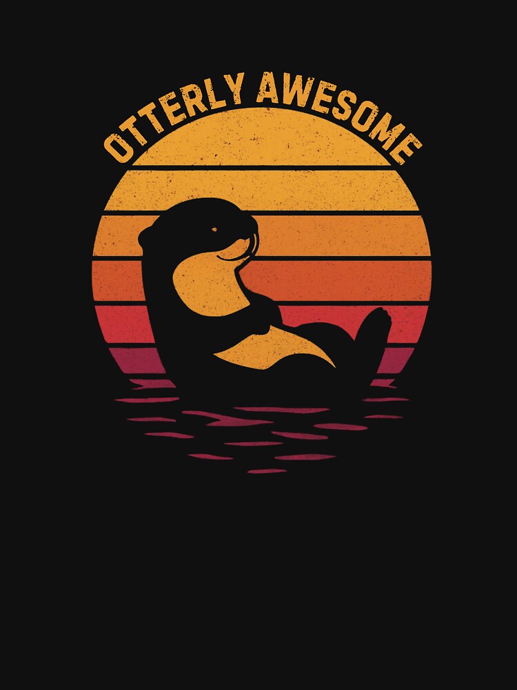 Vintage Retro Otterly Awesome - 70s Sunset Sea Otter Gift by GoaTeeGram