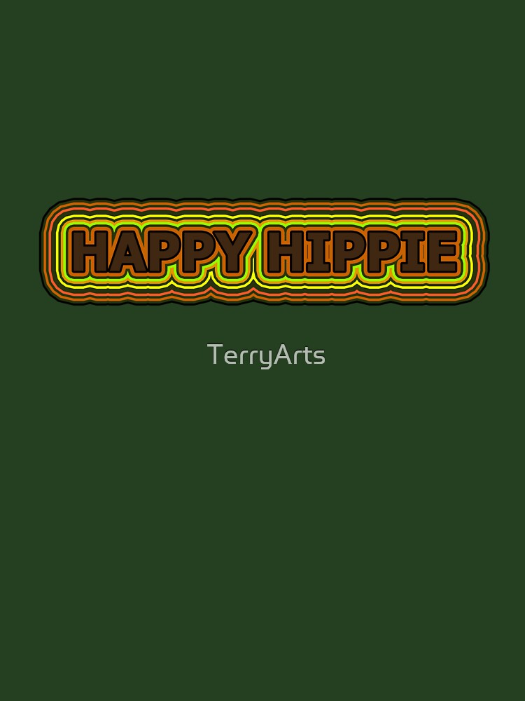 Happy Hippie Words Earthy Tones Hippie Vibes Retro Lines 1 of 4 by Beachy