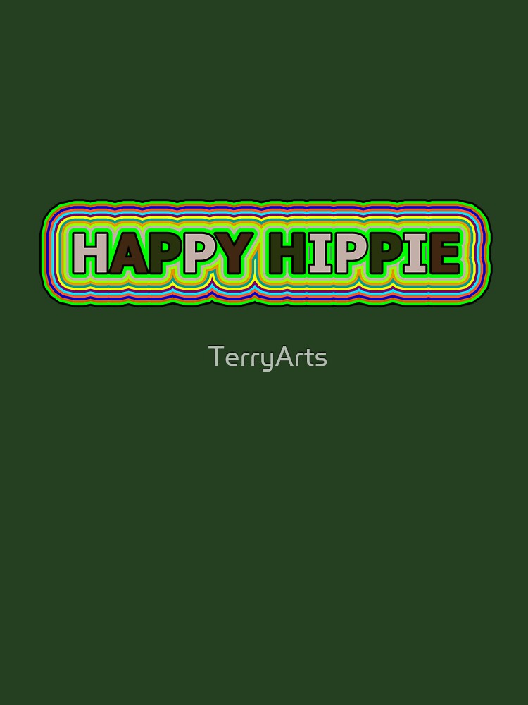 Happy Hippie Words Hippie Vibes Retro Lines 3 of 4 by Beachy