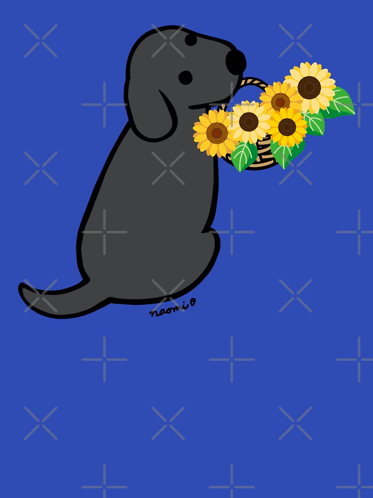 Black Labrador and Sunflower Basket by HappyLabradors