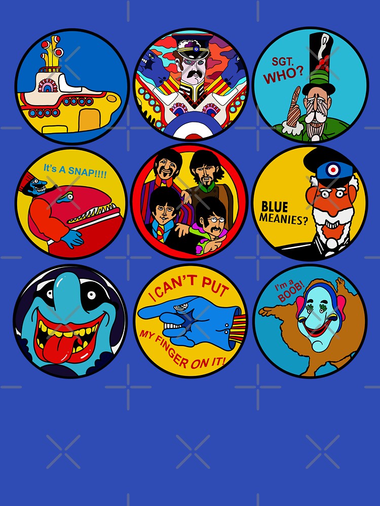 Vintage SGT Pepper Collection Sixties Blue Meanies porthole badge Pepperland Yellow Submarine characters by Kludoman