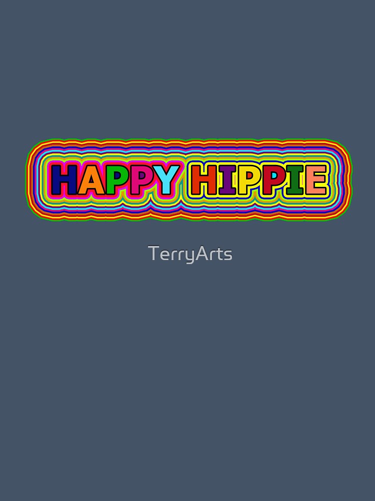 Colorful Happy Hippie Words Free Spirit Colorful Retro Lines 1 of 4 by Beachy