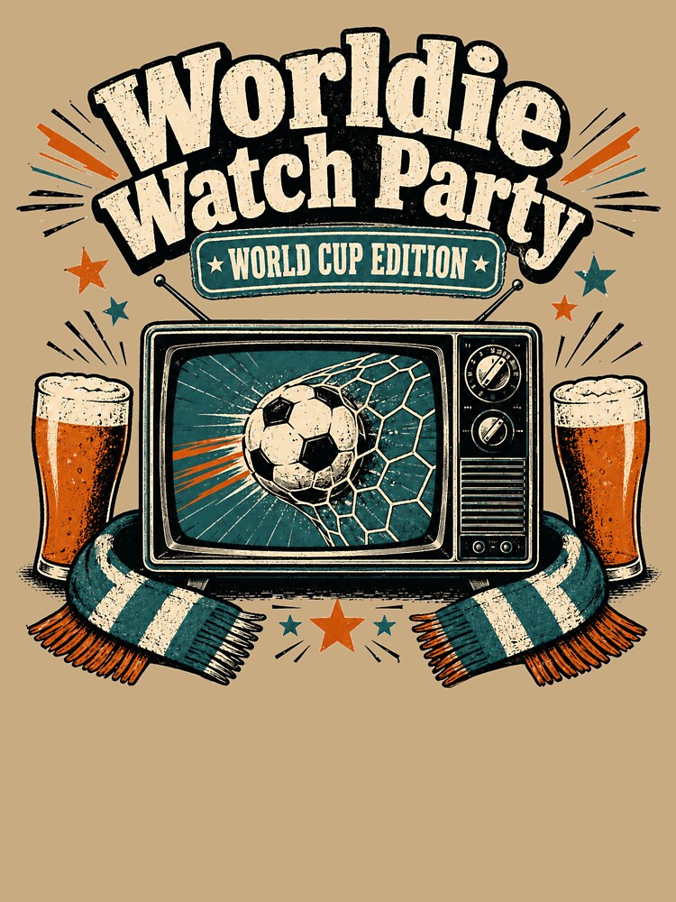 Worldie Watch Party Retro Soccer Pub Shirt  World Cup Edition Tee by POD DYNASTY | Original Print On Demand T-Shirt Graphics
