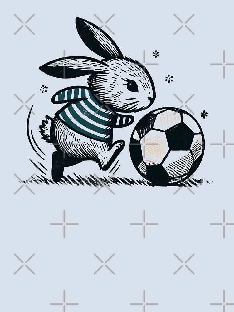 Easter Bunny Soccer PLayer - Minimalist Animal Art by BeaverFriends