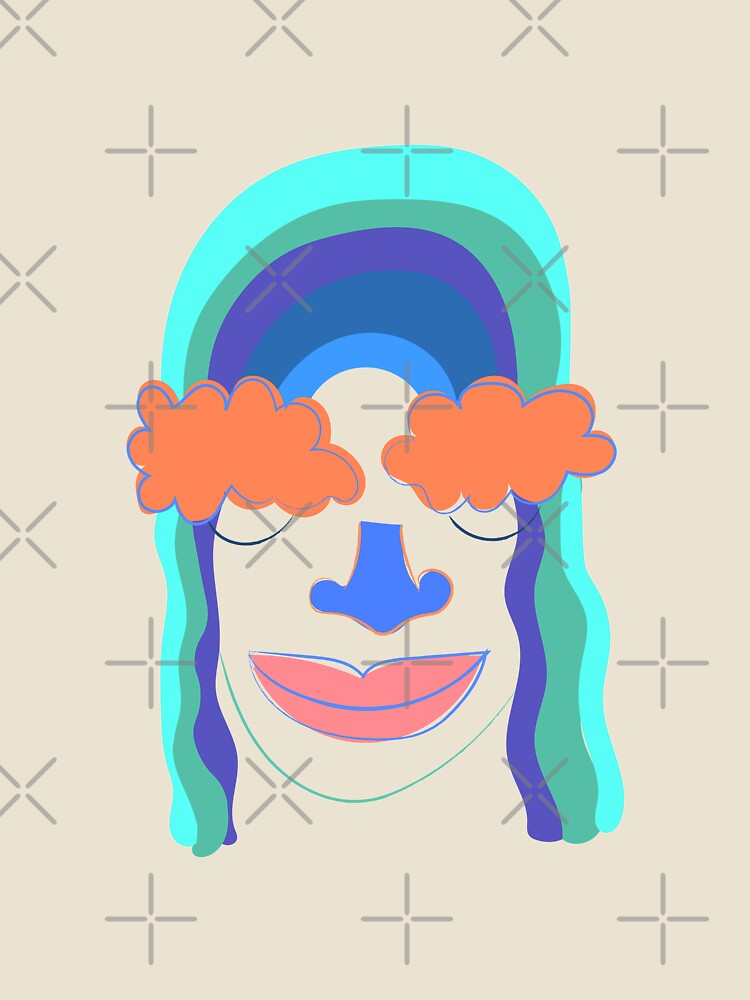 Hippie person with rainbow hair illustration by Gabrielle Freitas