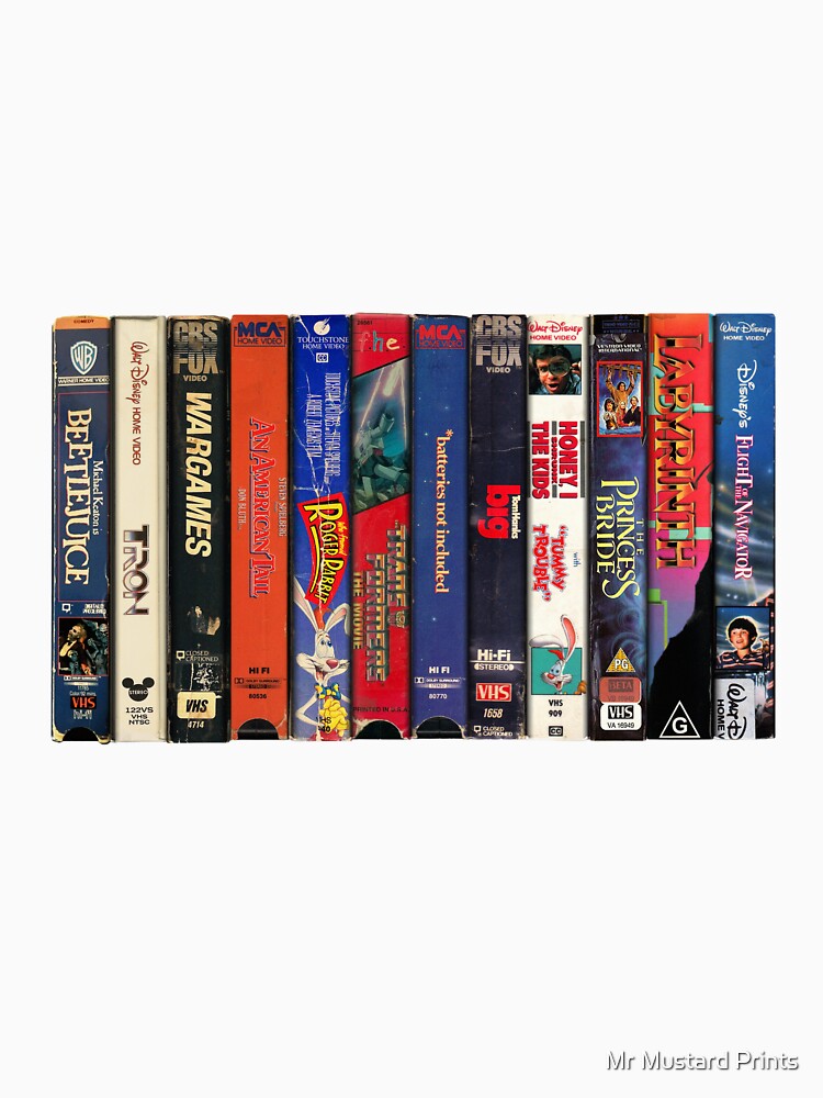 Classic 80s Kids Movies - Vintage VHS Spines by Mr Mustard Prints