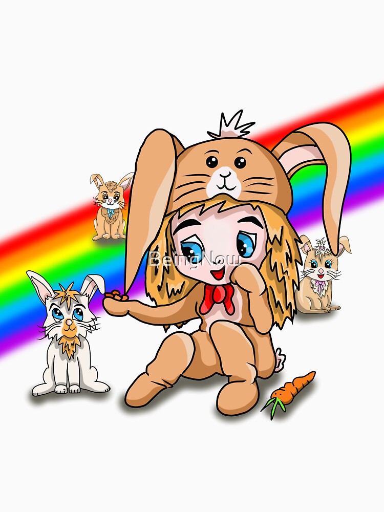 rainbow cartoon rabbit by BeingNow