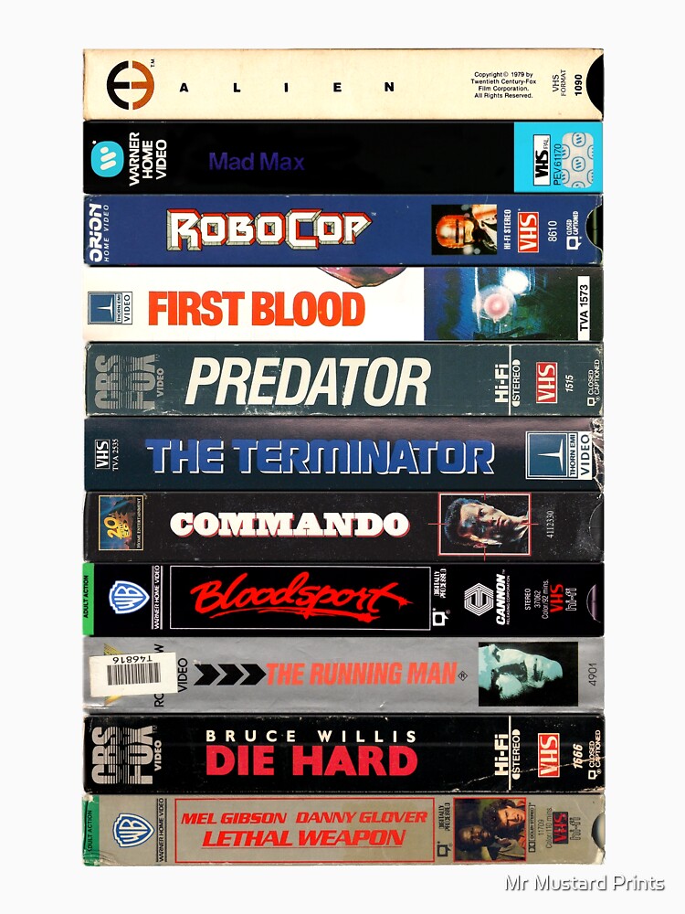 Greatest 80s Action Movies - Vintage 1980s VHS Print by Mr Mustard Prints