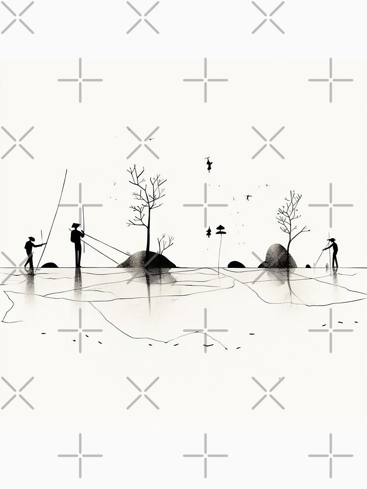Minimalist abstract stick figures design by Feluceo