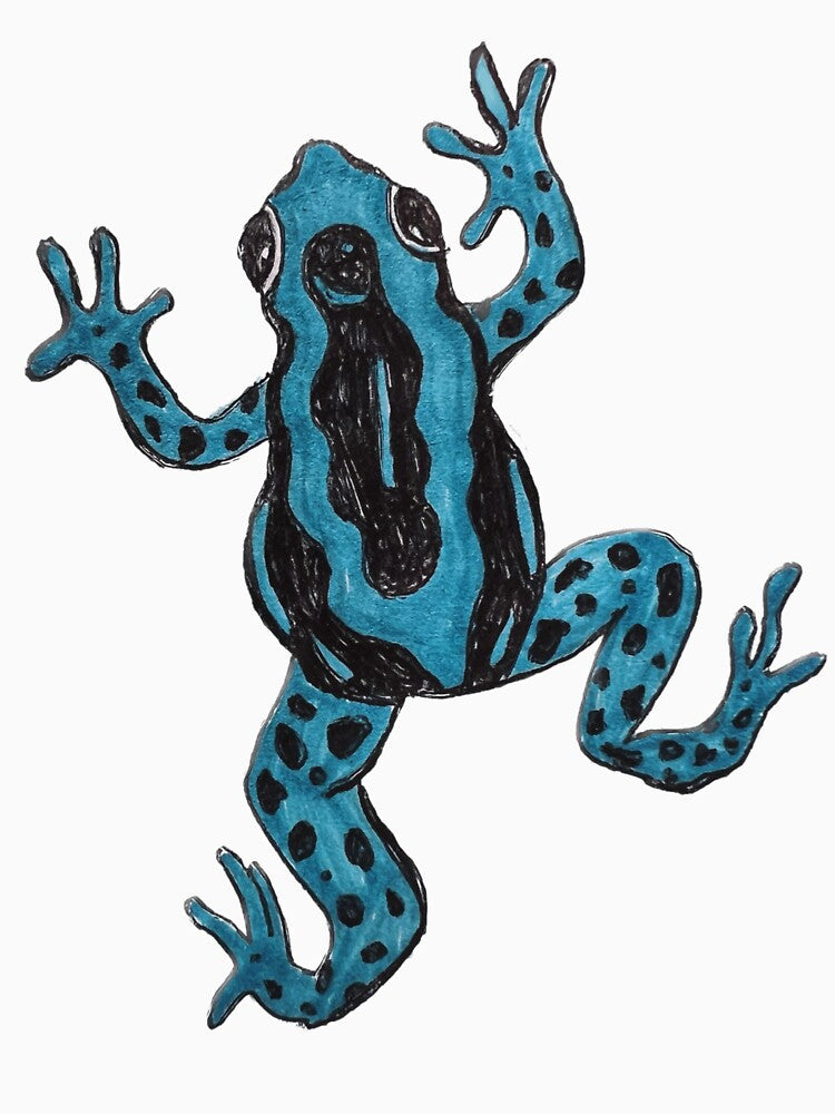 blue frog drawing by Maddy Designs