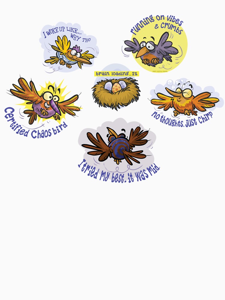 Cartoon set of flying funny birds by Bobb's cartoons