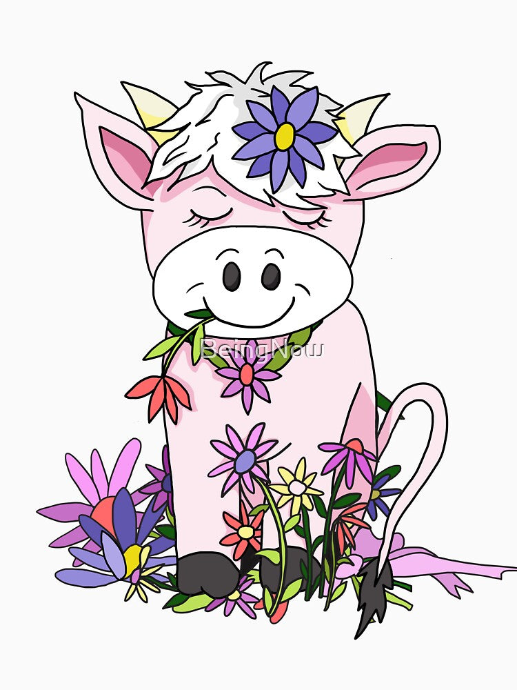 cartoon cow with flowers by BeingNow