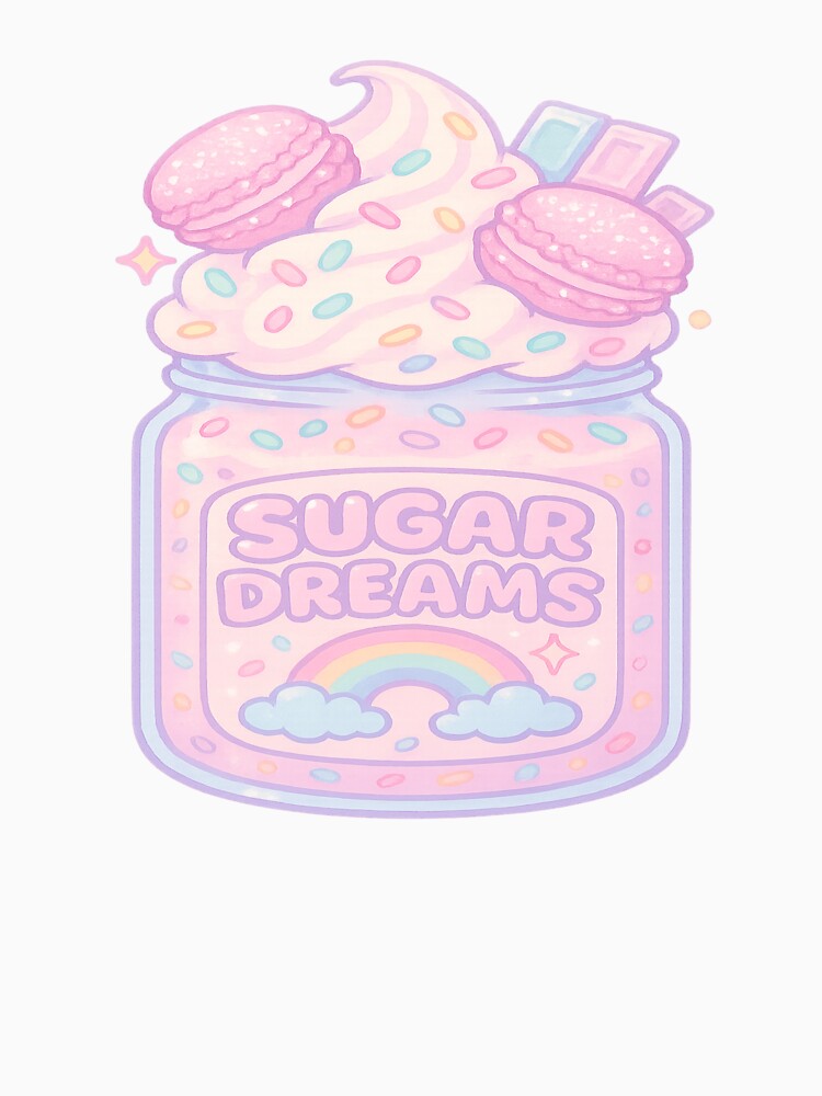 ✨ Sugar Dreams Kawaii Aesthetic | Pastel Dessert Y2K Cute Sticker ✨ by POD DYNASTY | Original Print On Demand T-Shirt Graphics
