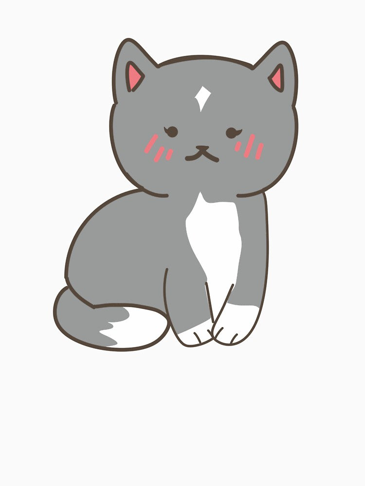 Cutie kawii cat Art piece grey and white cat by TSSartworkshop