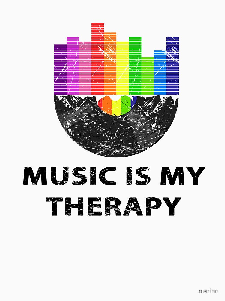 80's Sticker T-Shirt Music is My Therapy 80's Themed Related by marinn