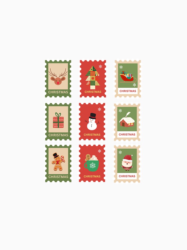 Merry Christmas Stamps Vintage Red Santa Truck Sticker Shirt Mug Gifts by DamiCrea82