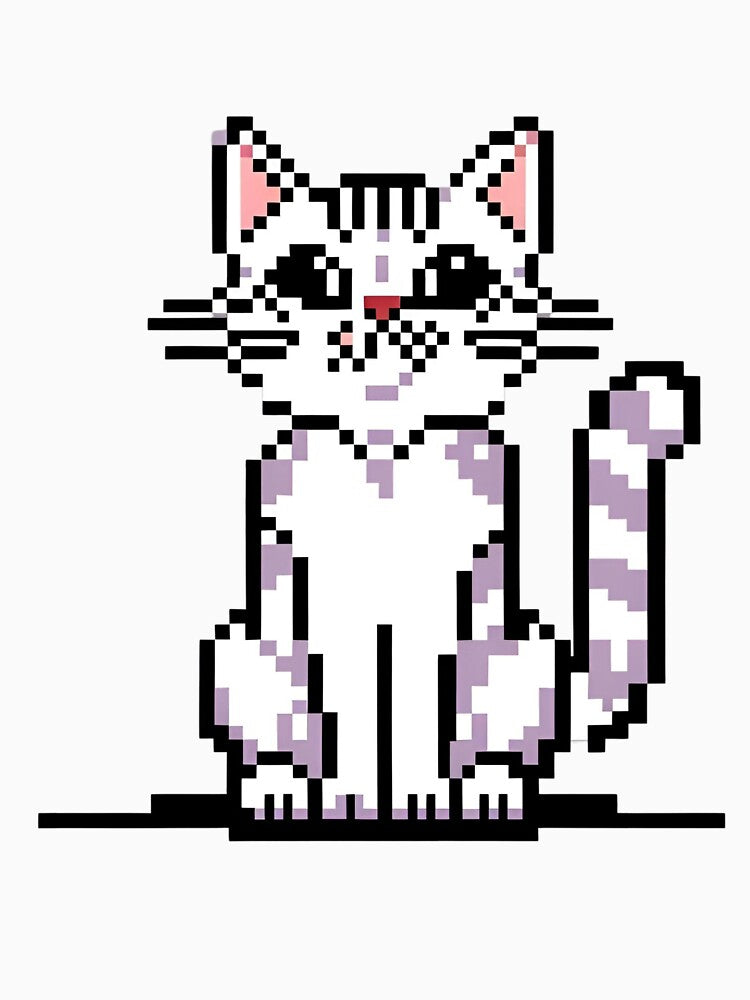 The Pixel Art of Sitting Cute Cat by sisnibrora
