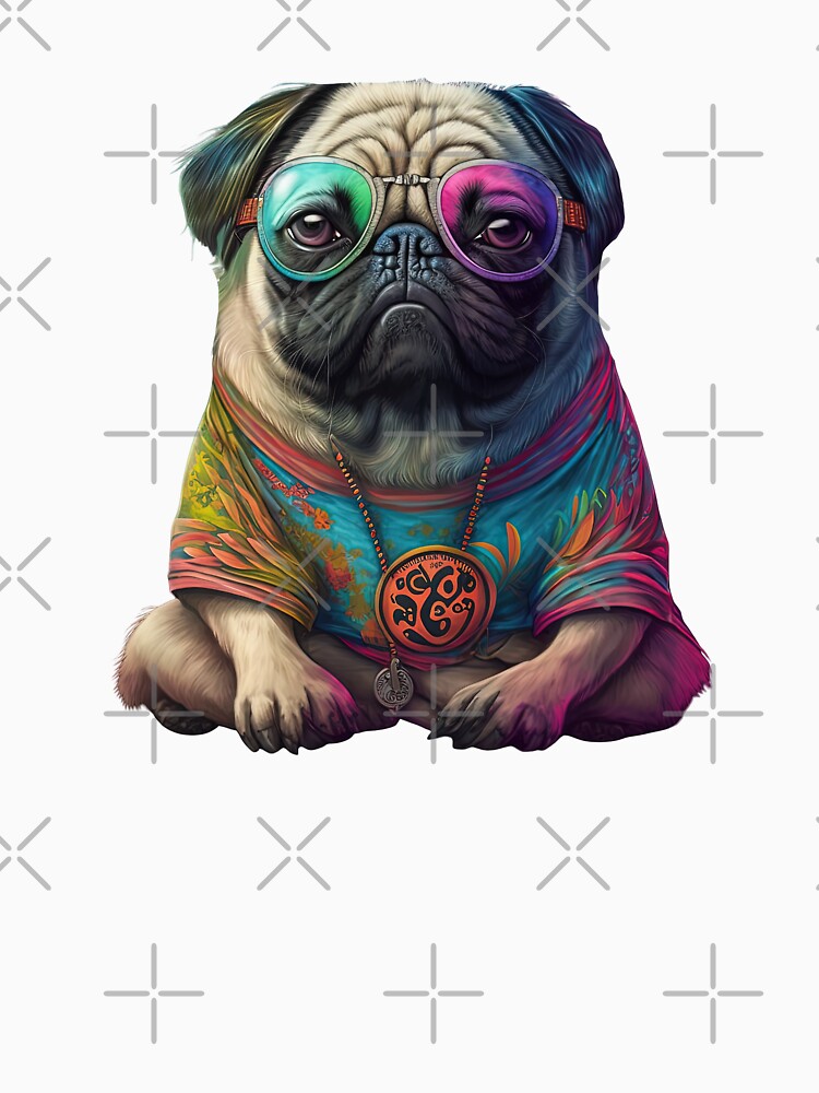 Funny pug hippie by AnimalArtPhotos