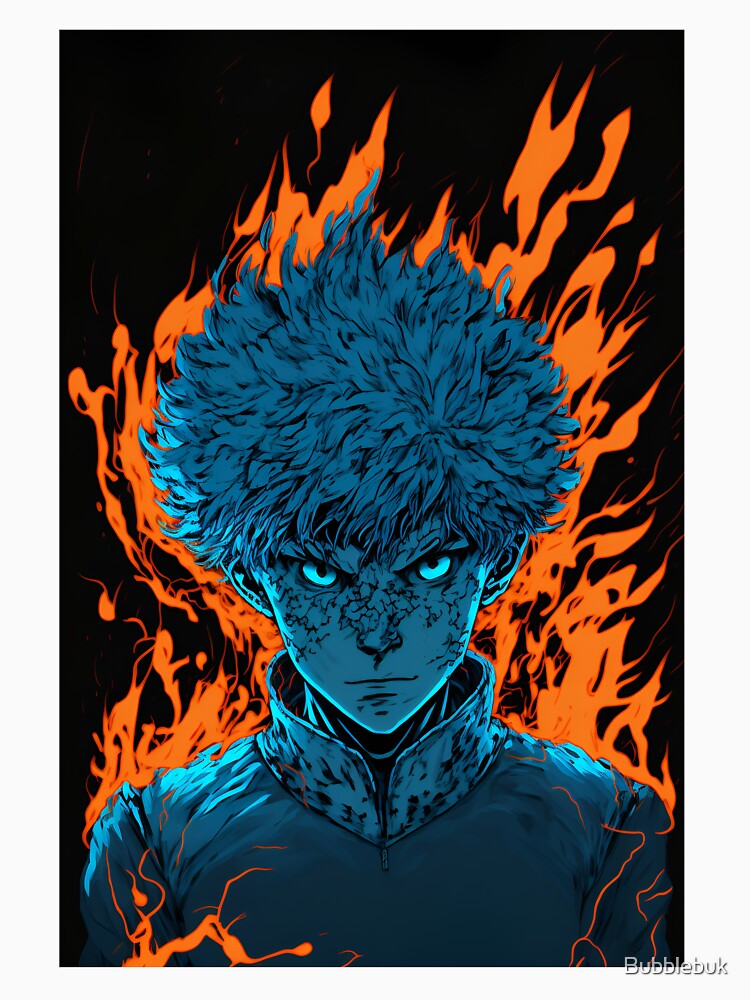 Anime Boy Blue Fire Powerup by Bubblebuk
