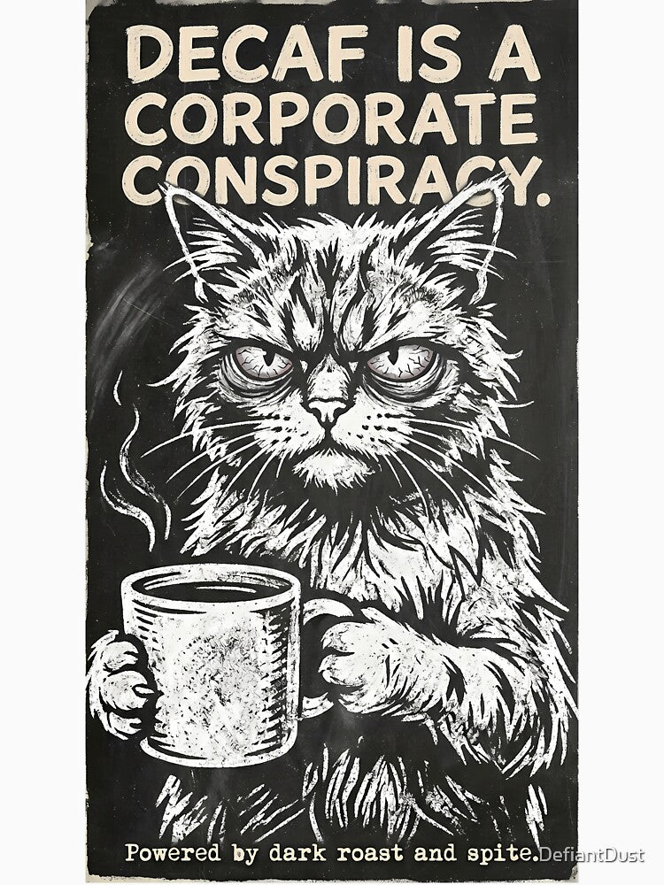 Grumpy Cat Decaf Coffee Humor Illustration by DefiantDust