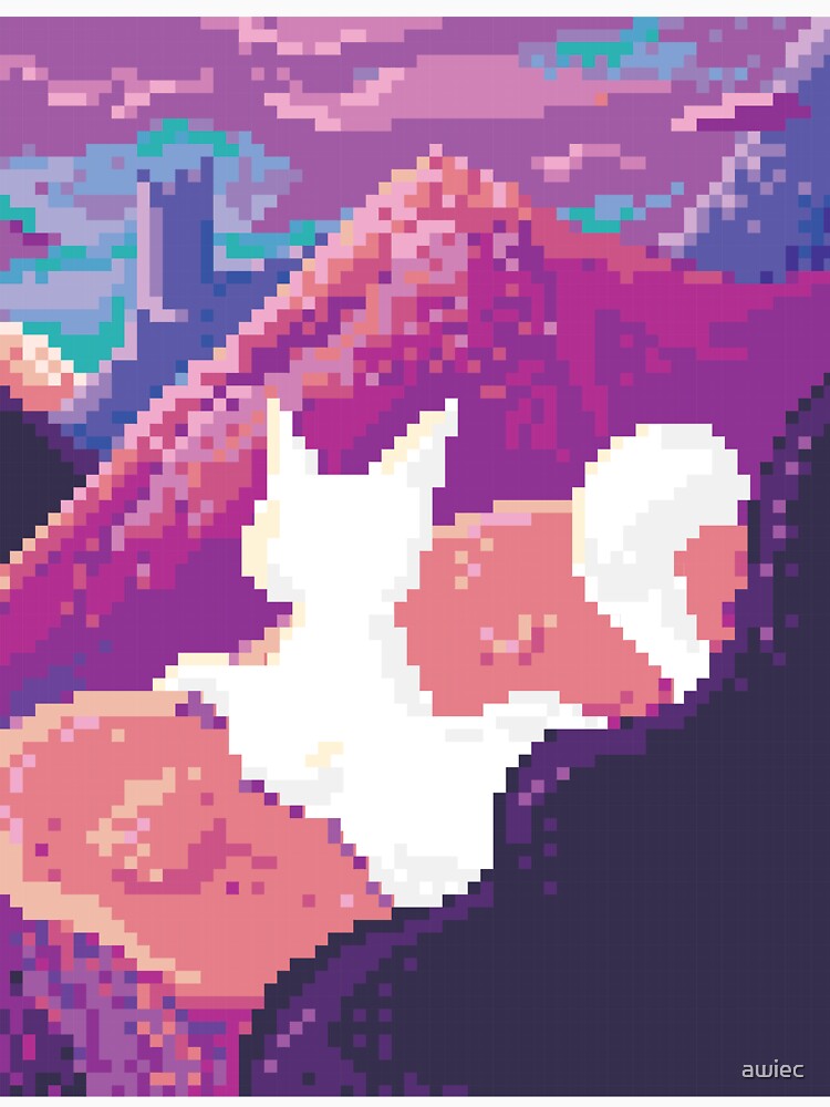 White Pixel Cat Landscape by awiec