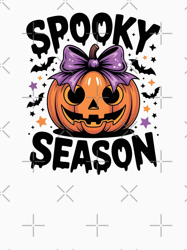 Spooky Season Pumpkin with Bow – Cute Halloween Design for T-Shirts, Mugs & Stickers by Aknarin Thika