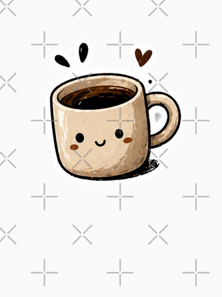 Cute Kawaii Coffee Cup Sticker – Happy Coffee Lover Cartoon Mug by WeirdSketcher