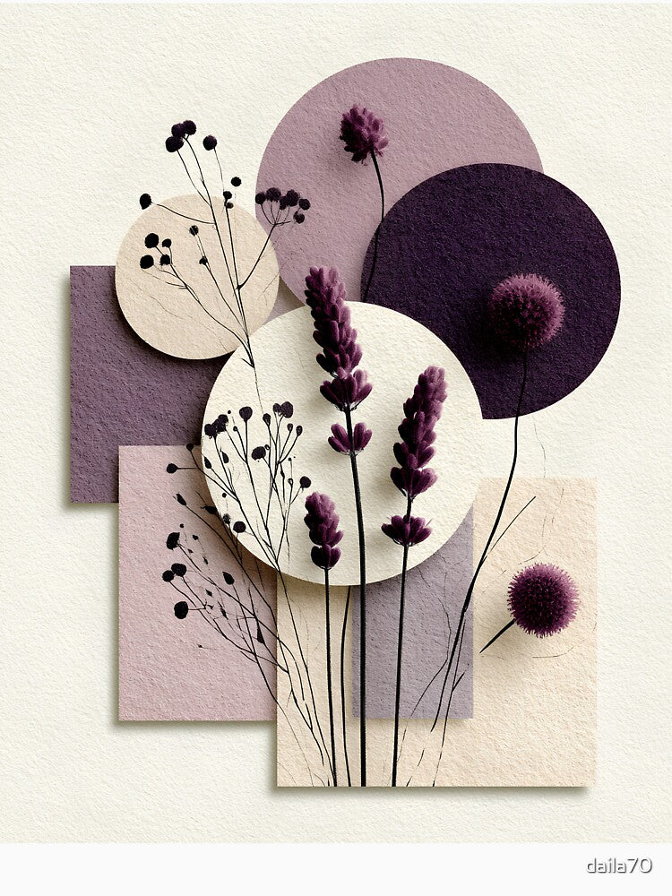 Abstract Dried Wildflowers Boho Purple Pastel Collage by daila70