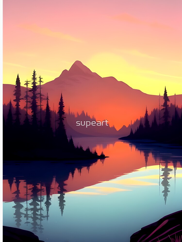 Add a Touch of Beauty and Tranquility to Your Life with Our Stunning Minimalist Landscape Sunrise View Prints by supeart