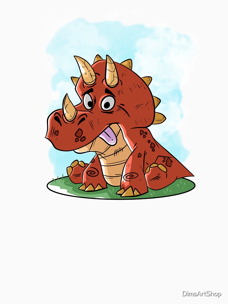 Cartoon illustration of a cute dinosaur by DimsArtShop