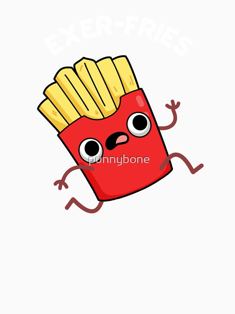 Exer-fries Funny Fries Puns (Dark BG) by punnybone