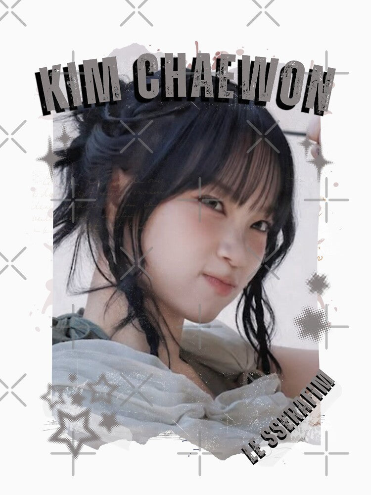 Le Sserafimm Kim Chaewon Kpop Girl Group Black and White Collage Design by AJUNICE STUDIO