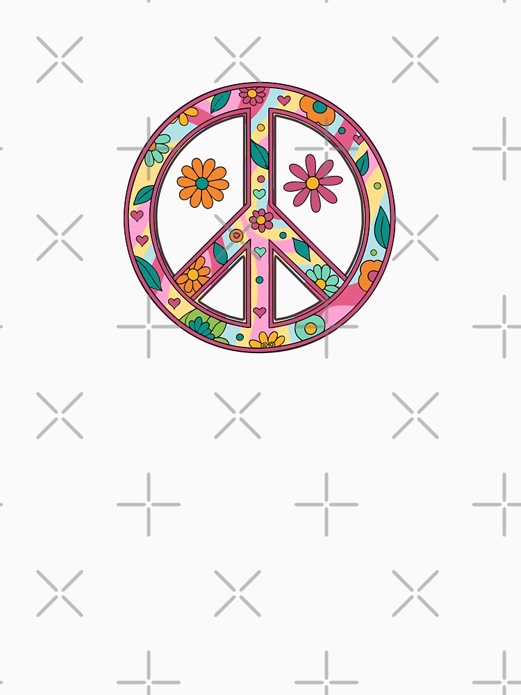 Floral Peace Sign Retro Hippie Aesthetic Design by A Little Unhinged