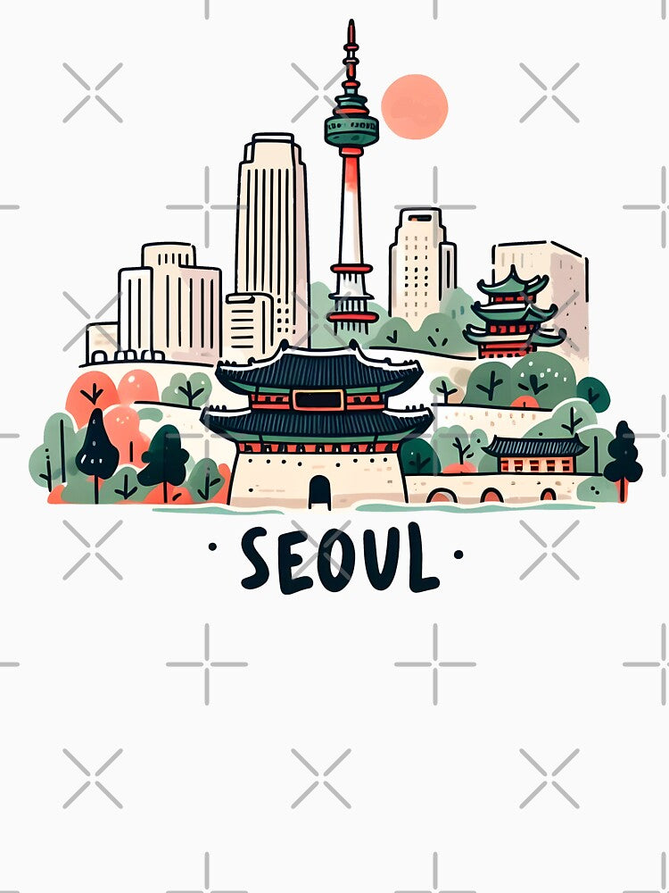 Seoul South Korea Watercolor by PaintMeWorld