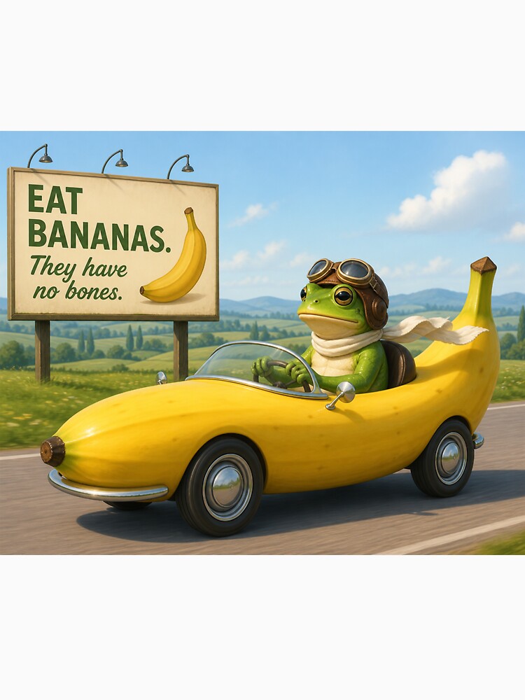Banana Mobile Frog Shirt | Absurd Meme Frog Driving Banana Car Tee by SleepyLlamaClothes