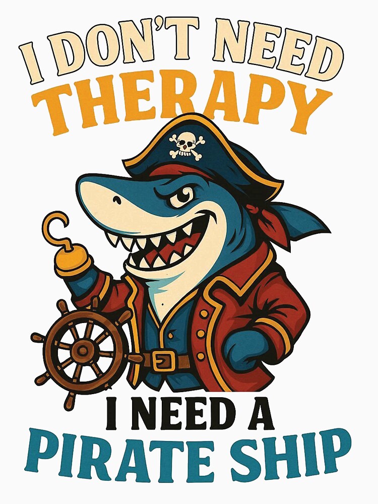 I Don't Need Therapy I Need A Pirate Ship Funny Shark Pirate by raw_lines