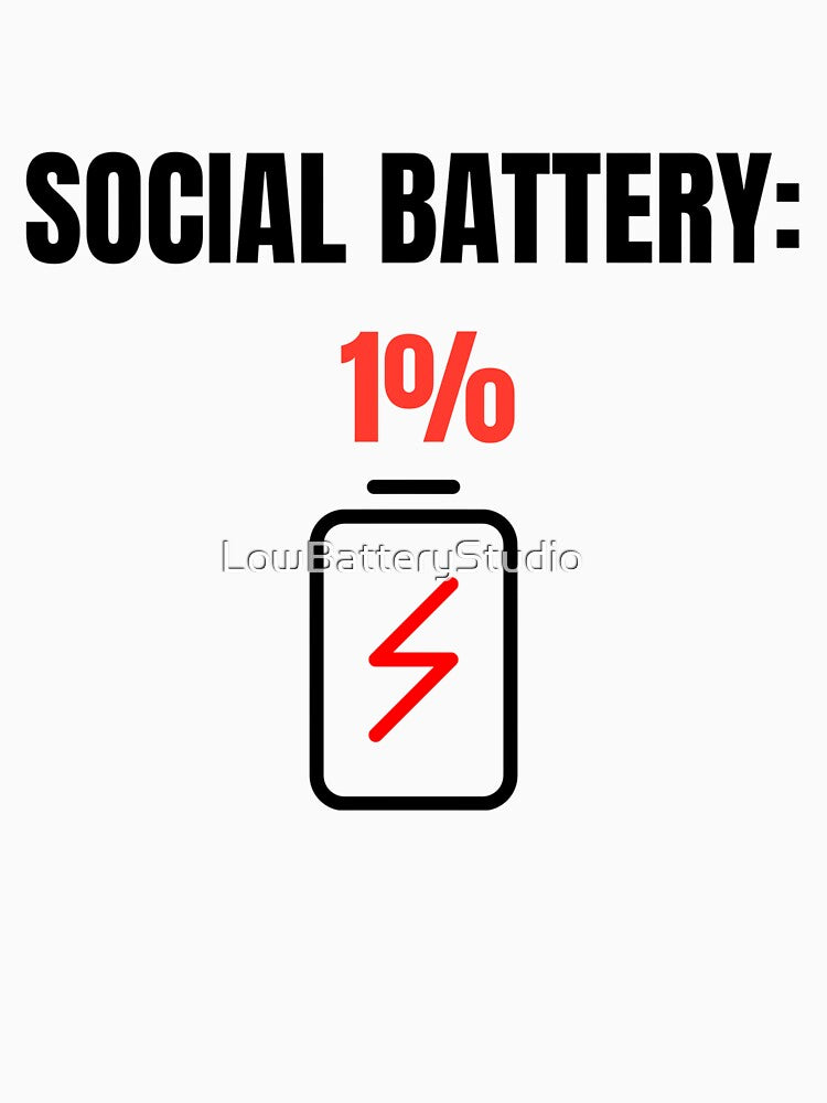 Social Battery 1 Percent Funny Introvert Humor Design by LowBatteryStudio ⭐