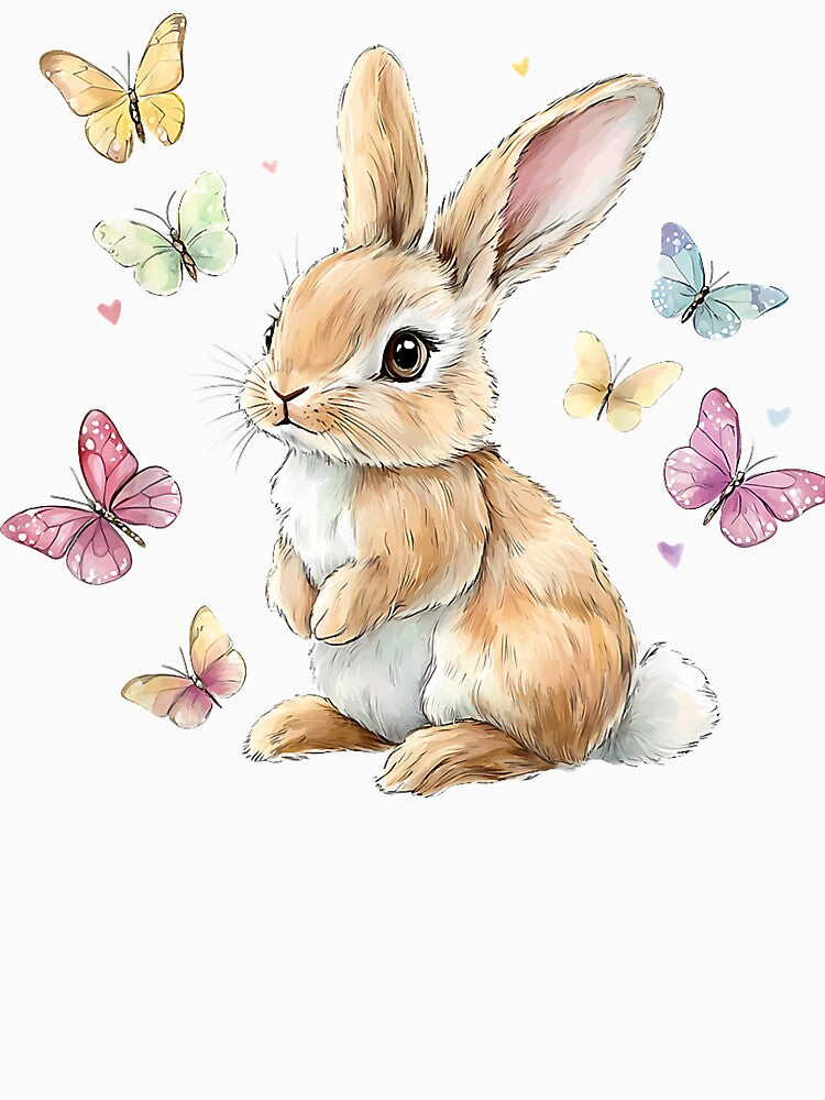 Cute Easter Bunny Rabbit Butterfly T Shirt by balidirectly201