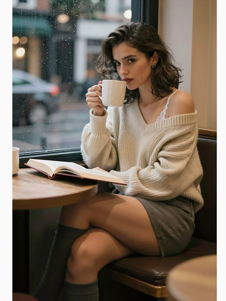Introvert woman reads book by window by CathryneDelamort